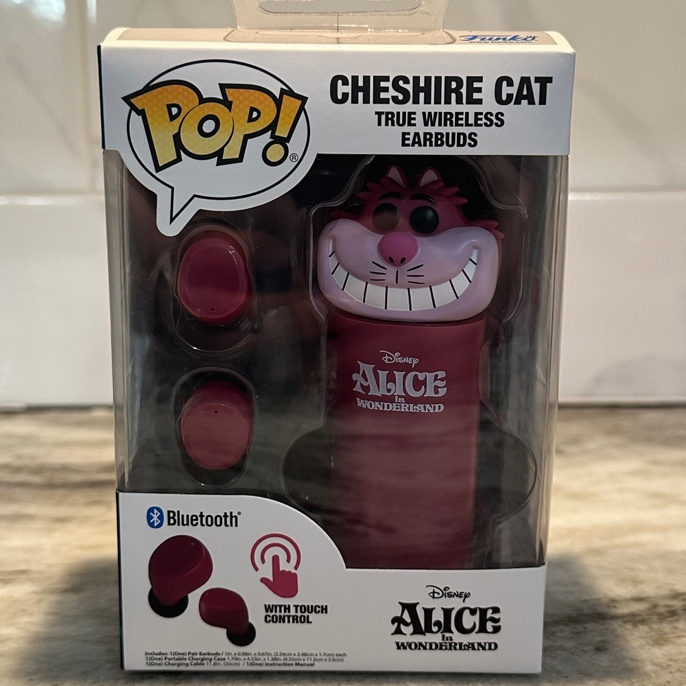 FUNKO POP CHESHIRE CAT TRUE WIRELESS EARBUDS AND CASE ALICE WONDERLAND BLUETOOTH